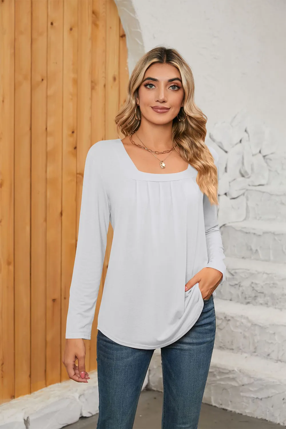 Square Neck Long Sleeve T-Shirt, image 21