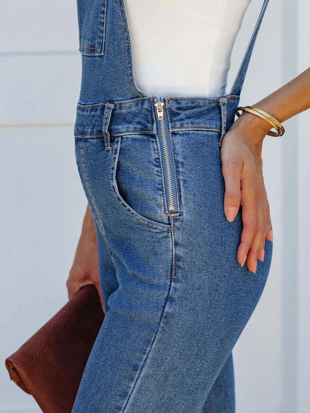 Raw Hem Denim Overall, image 5