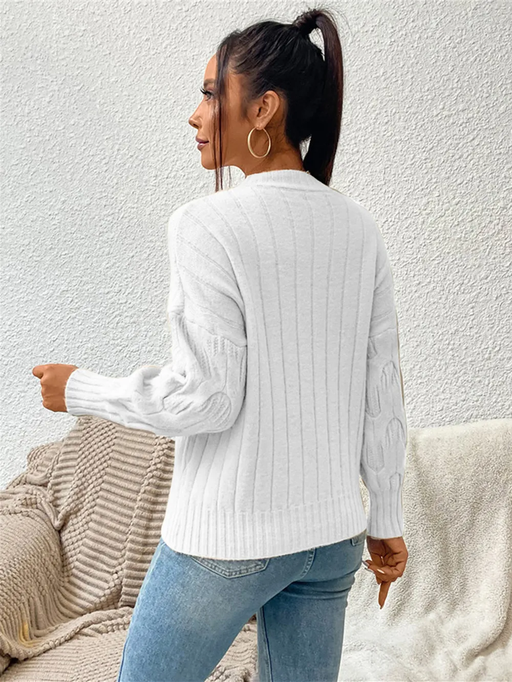 Round Neck Long Sleeve Sweater, image 16