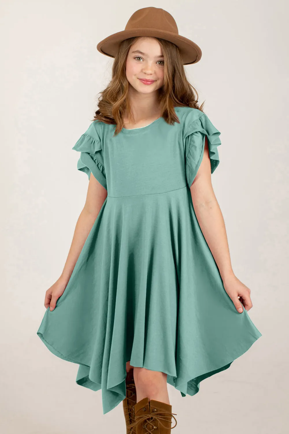 Round Neck Petal Sleeve Dress, image 4