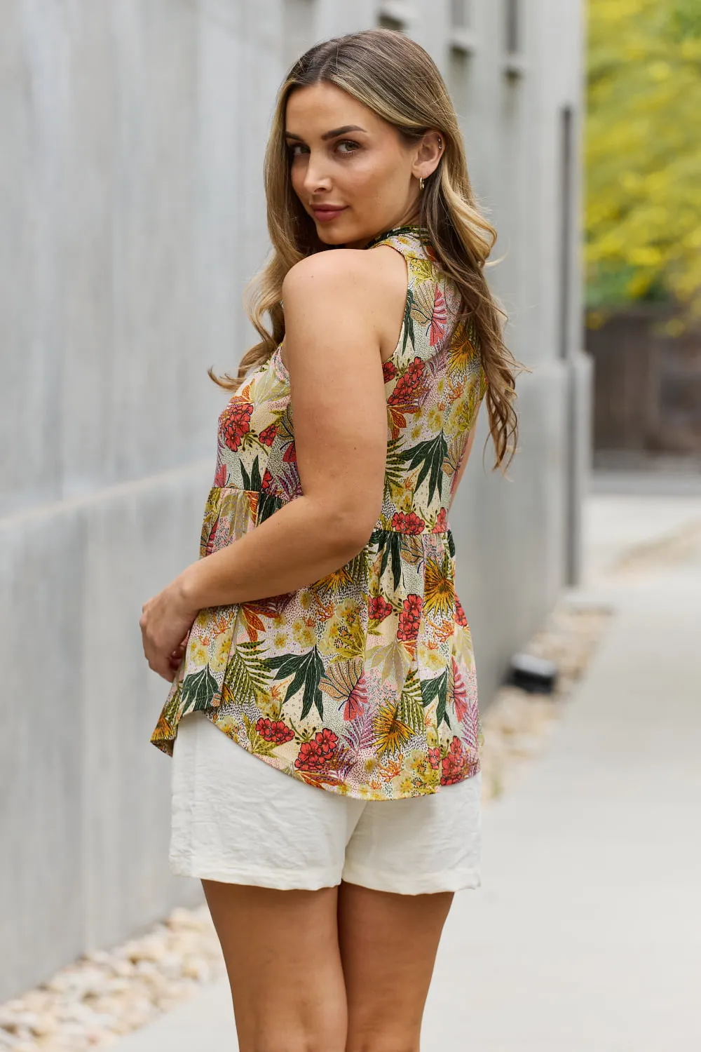 Full Size Floral Halter Top in Green, image 6