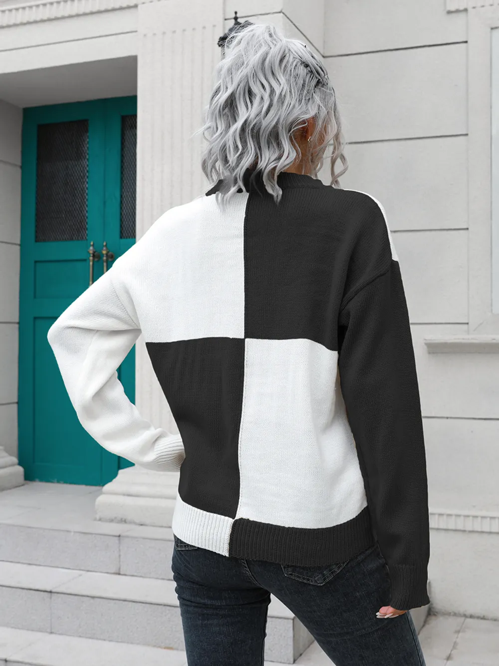 Contrast Drop Shoulder Sweater, image 6