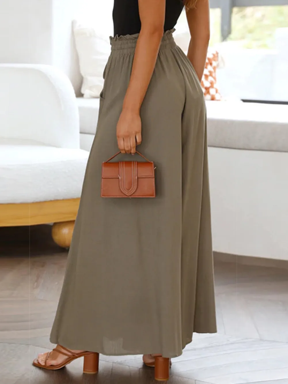 Drawstring Waist Wide Leg Pants, image 10