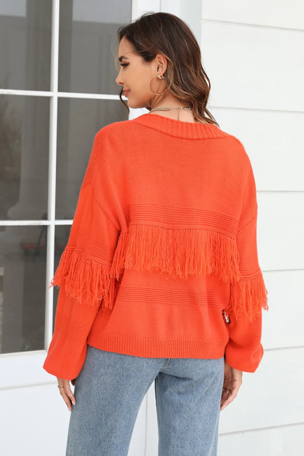 Fringe Trim Open Front Cardigan, image 18