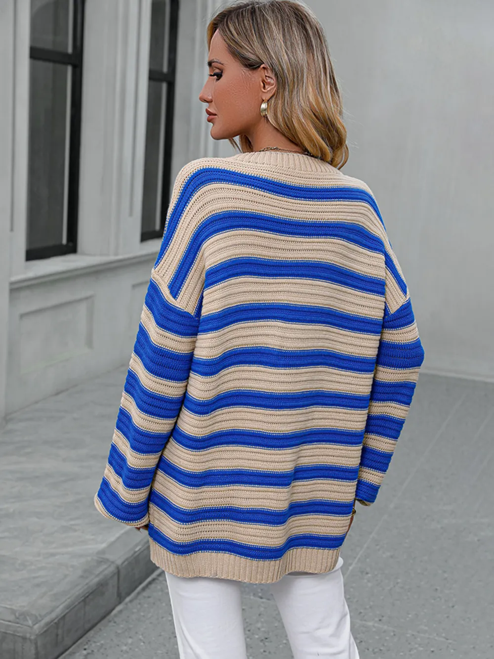 Striped Dropped Shoulder Sweater, image 10
