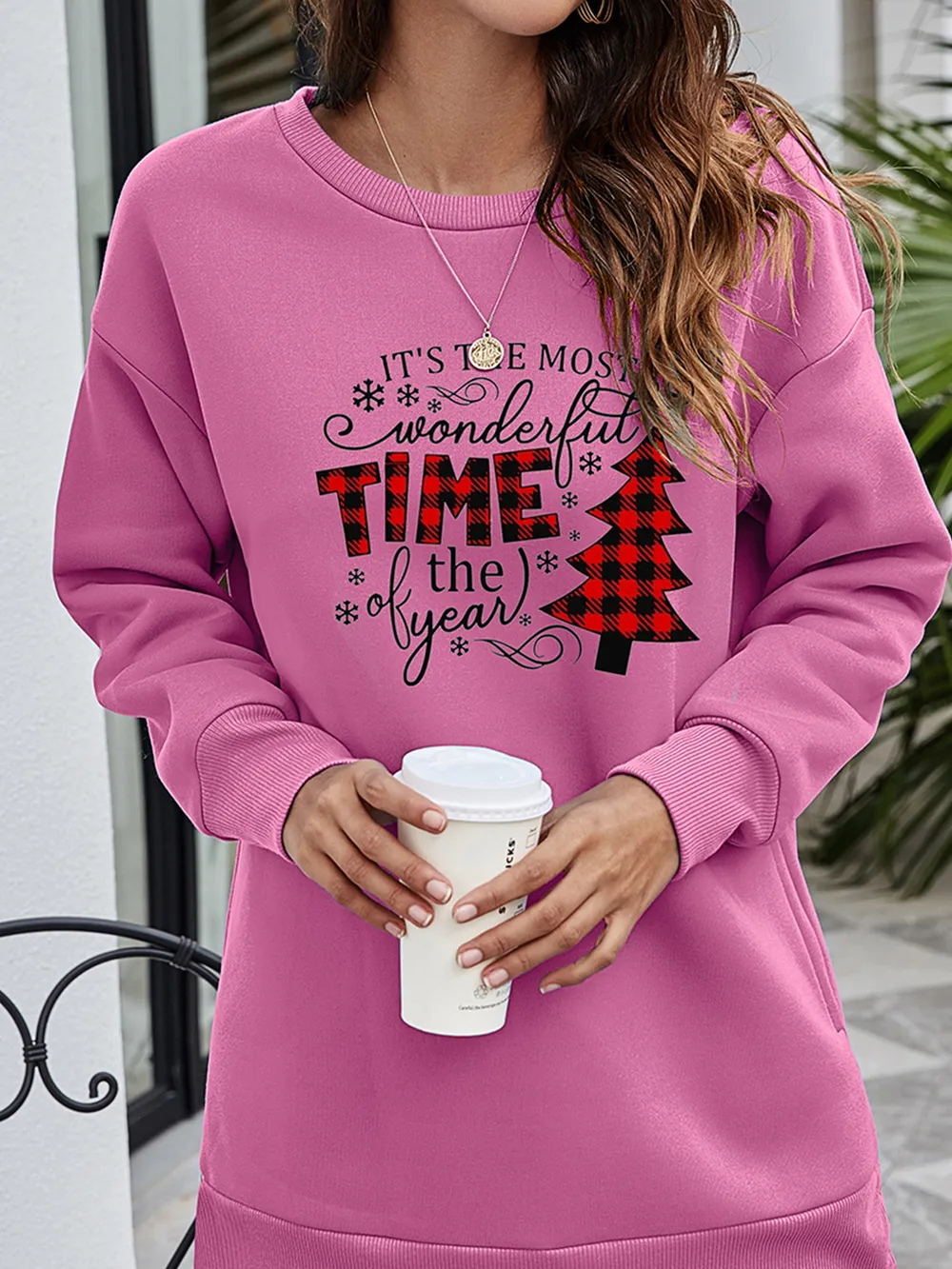 Christmas Tree Graphic Drop Shoulder Sweatshirt, image 10