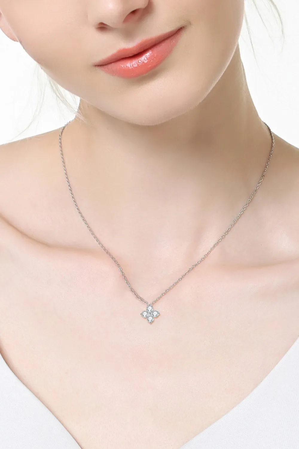 Moissanite Four Leaf Clover Pendant Necklace, image 5