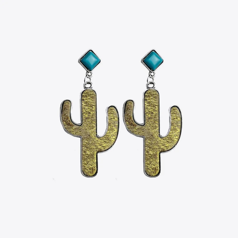 Turquoise Cactus Earrings, image 2