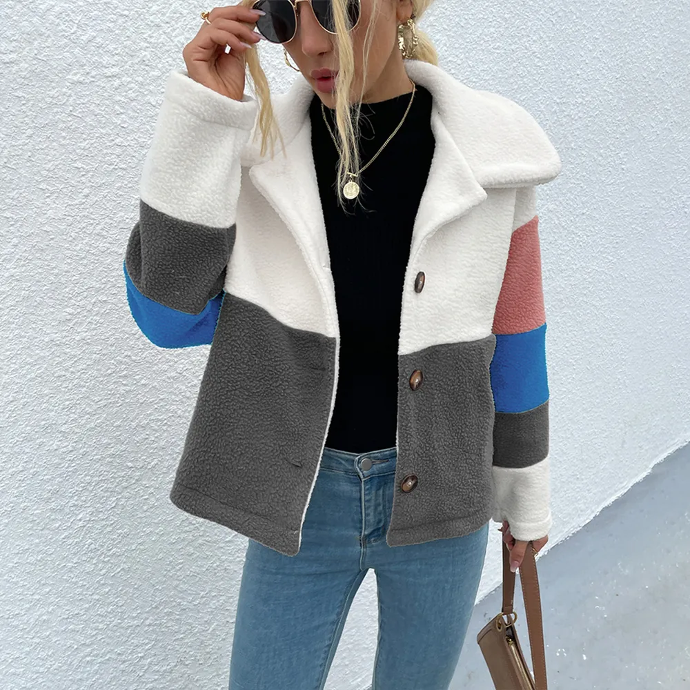 Color Block Button Down Collared Jacket, image 11