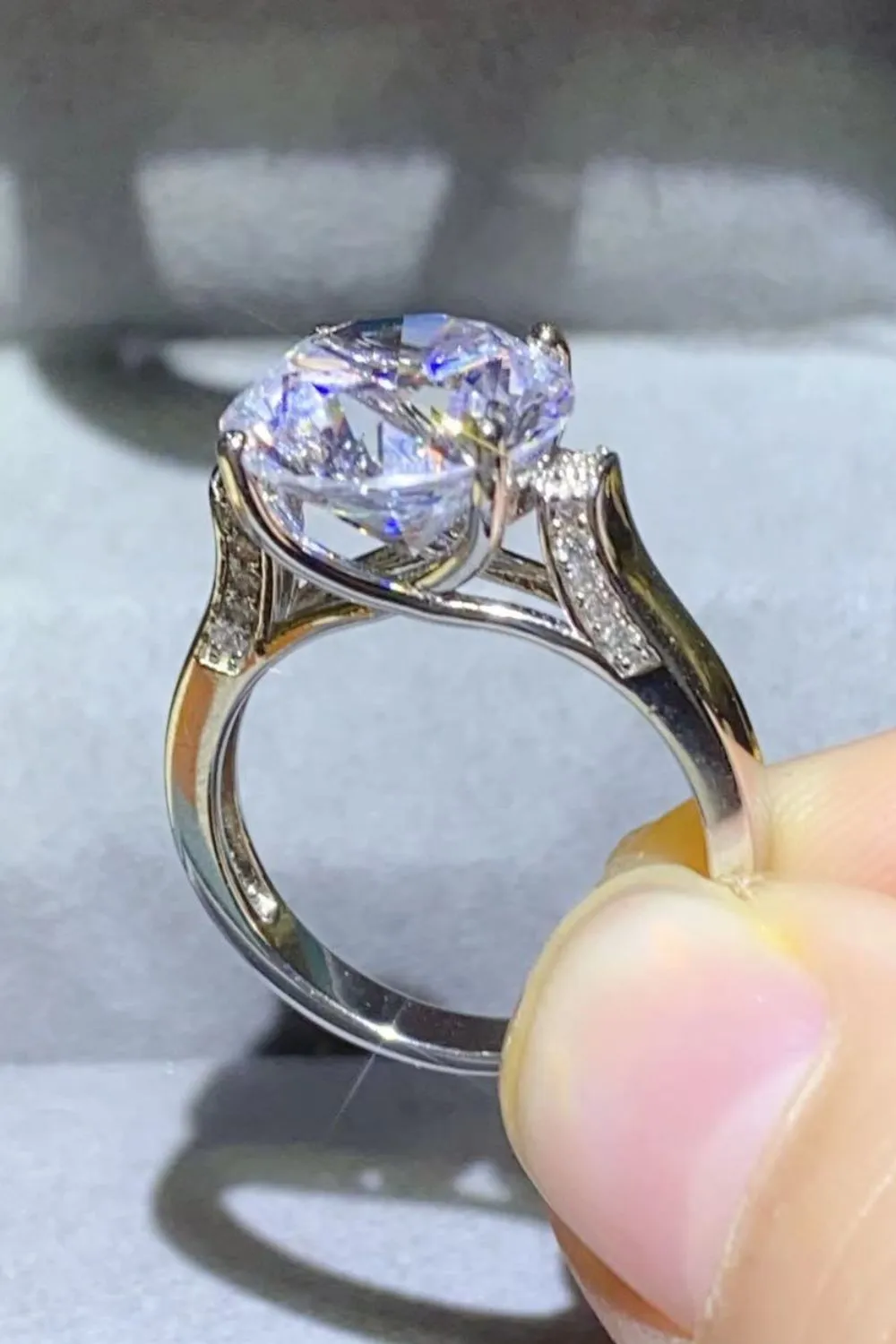 5 Carat Moissanite Platinum-Plated Ring, image 4