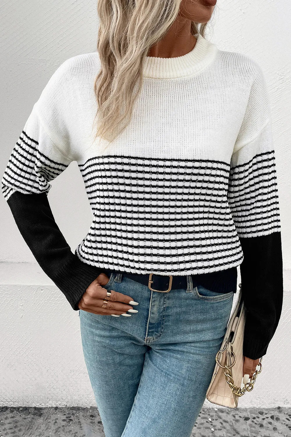 Striped Drop Shoulder Sweater, image 3