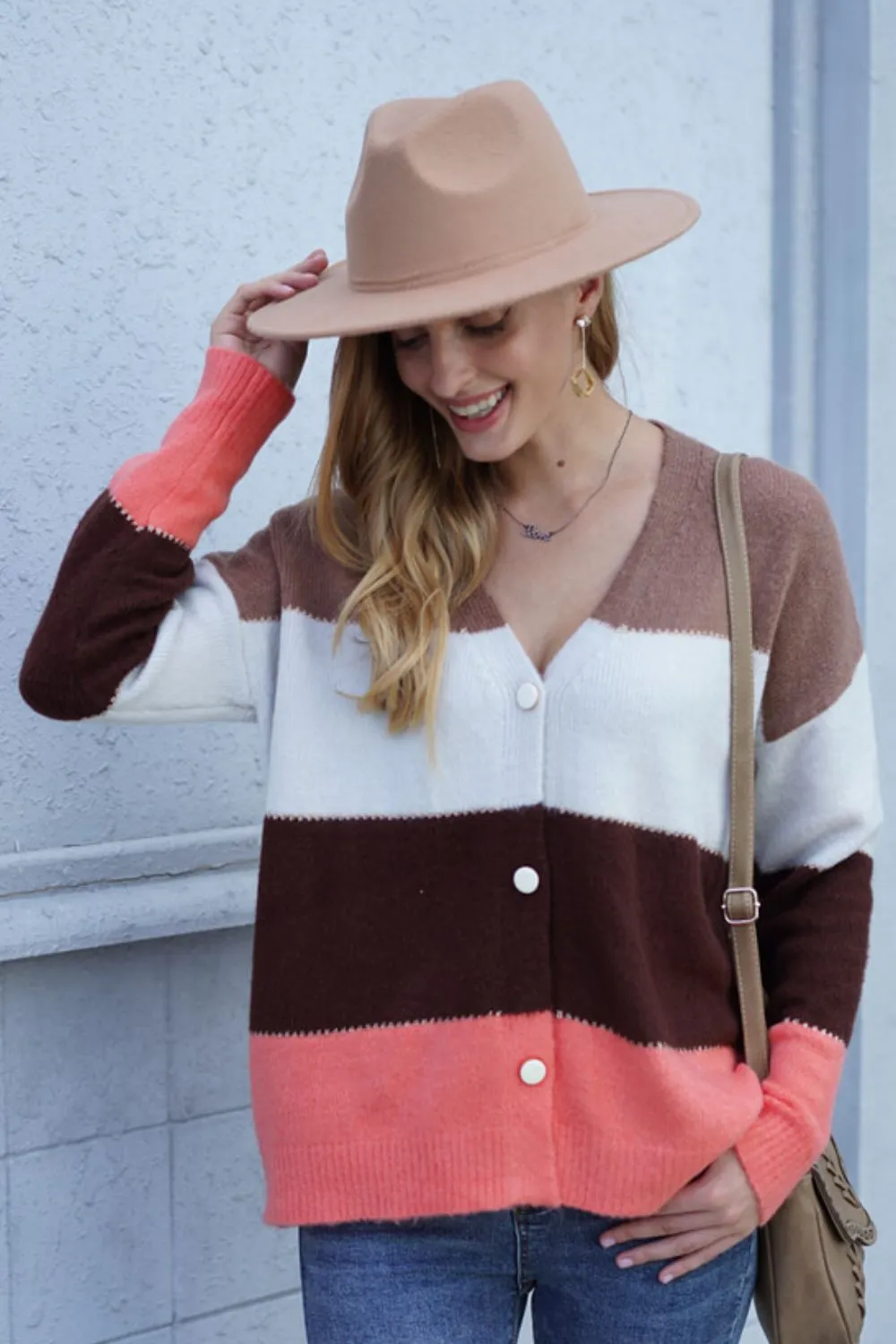 Color Block V-Neck Button Down Cardigan, image 16