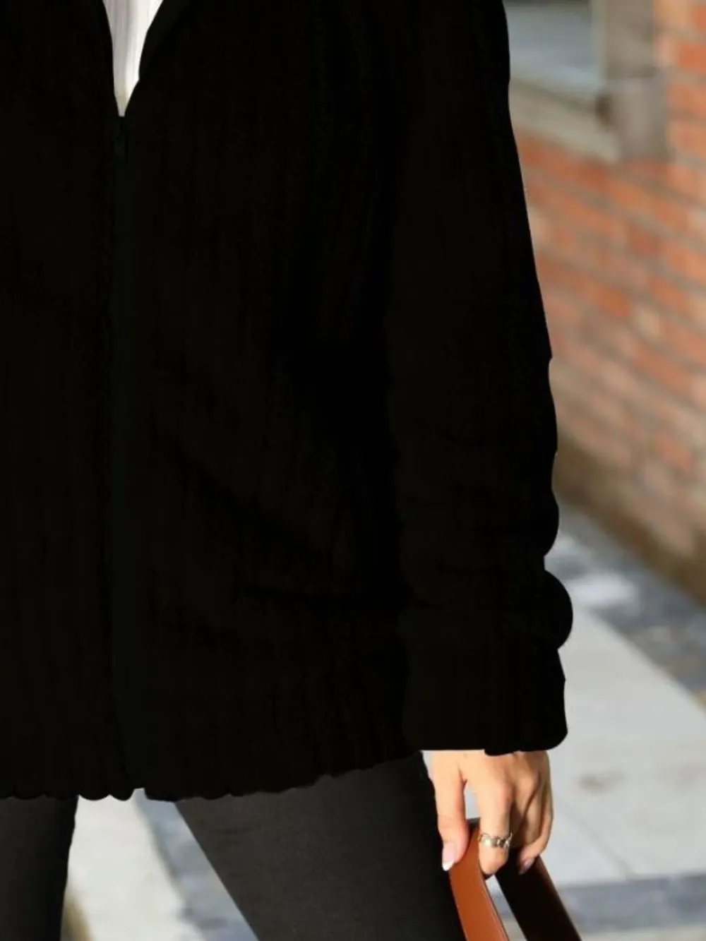 Zip-Up Collared Ribbed Jacket, image 9