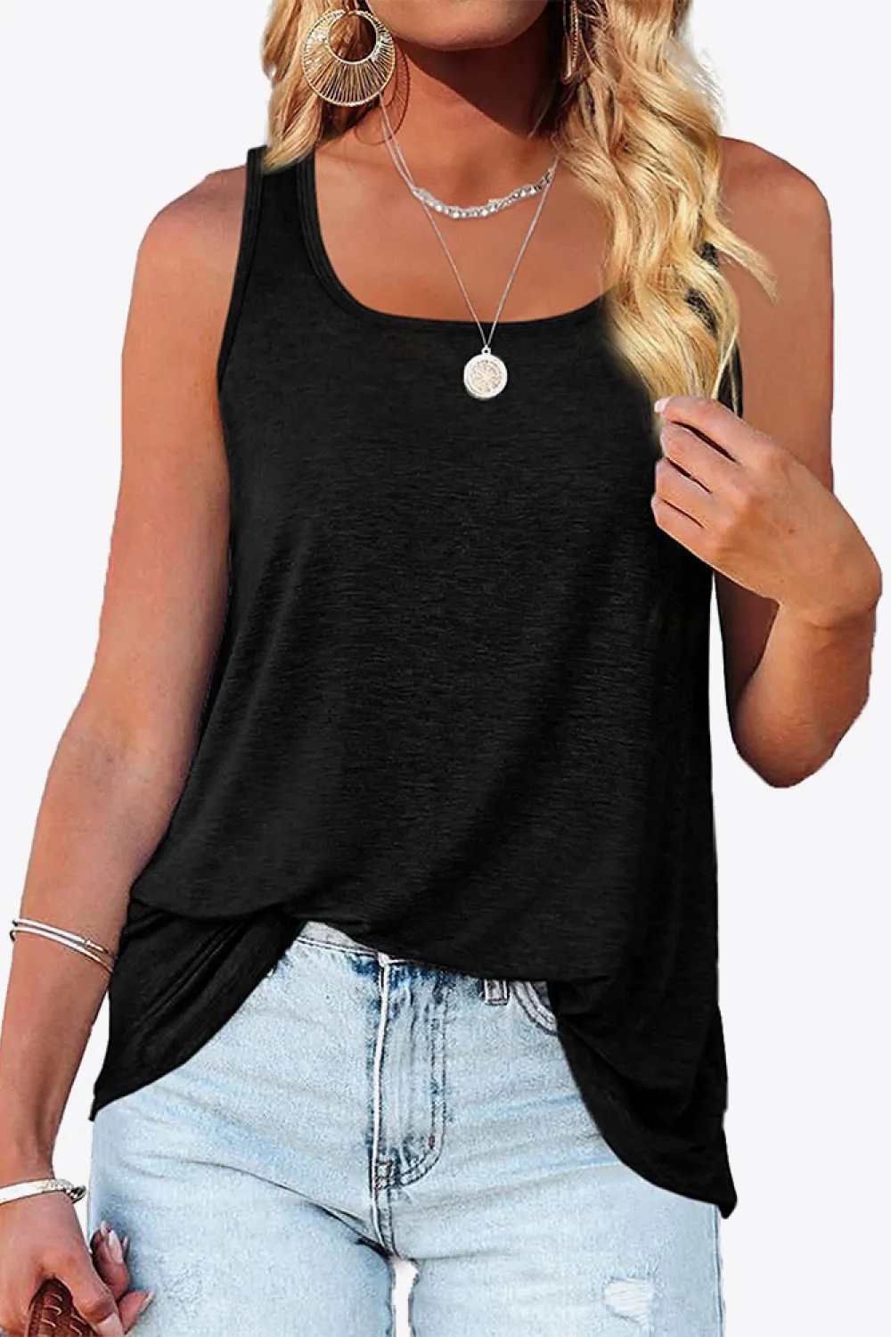 Curved Hem Square Neck Tank, image 19