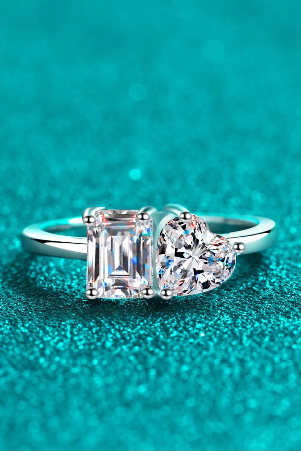 Rhodium-Plated 2 Carat Moissanite Ring, image 4