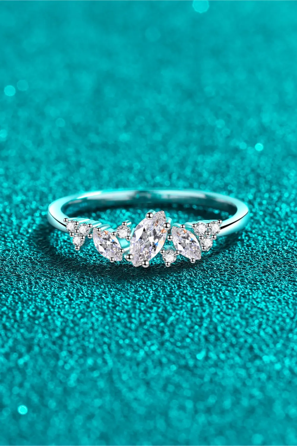 Moissanite Rhodium-Plated Ring, image 2