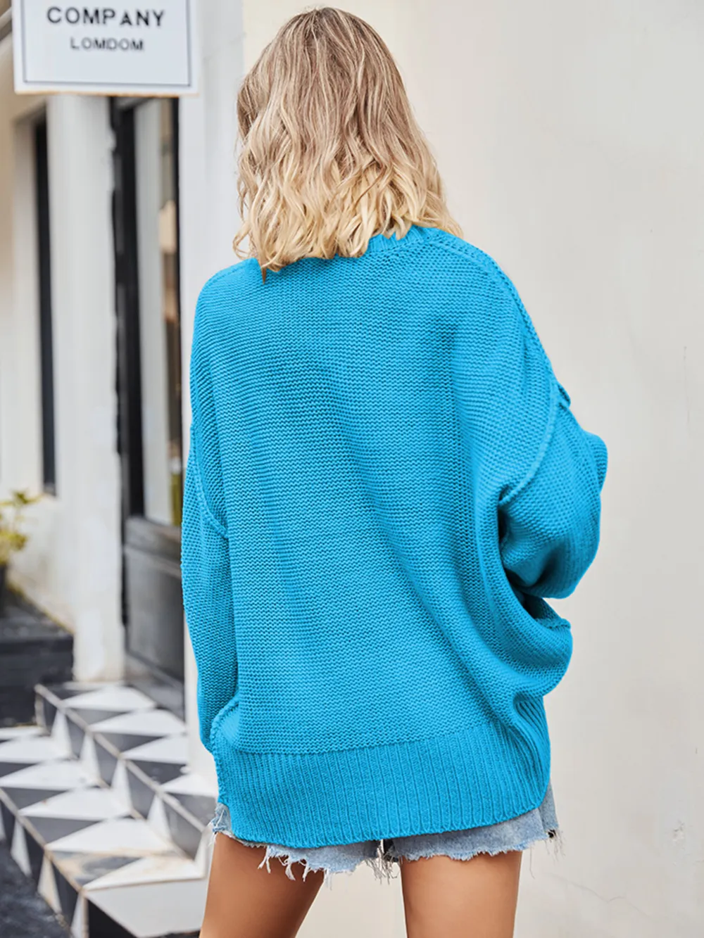 V-Neck Ribbed Dropped Shoulder Knit Top, image 19