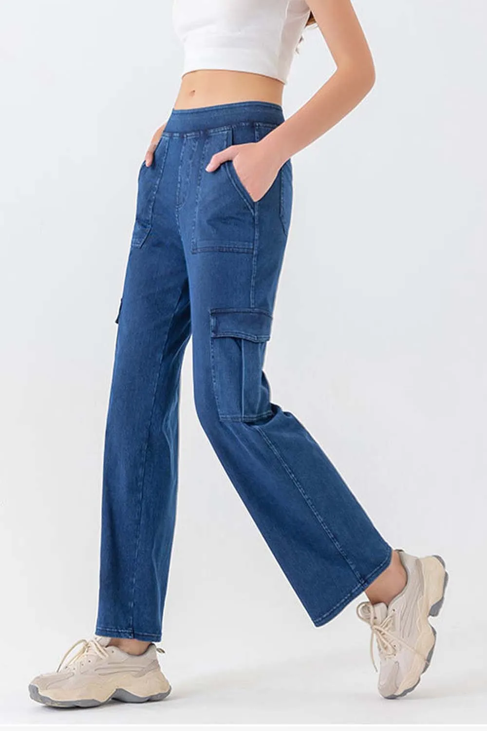 Buttoned Pocketed Long Jeans, image 12