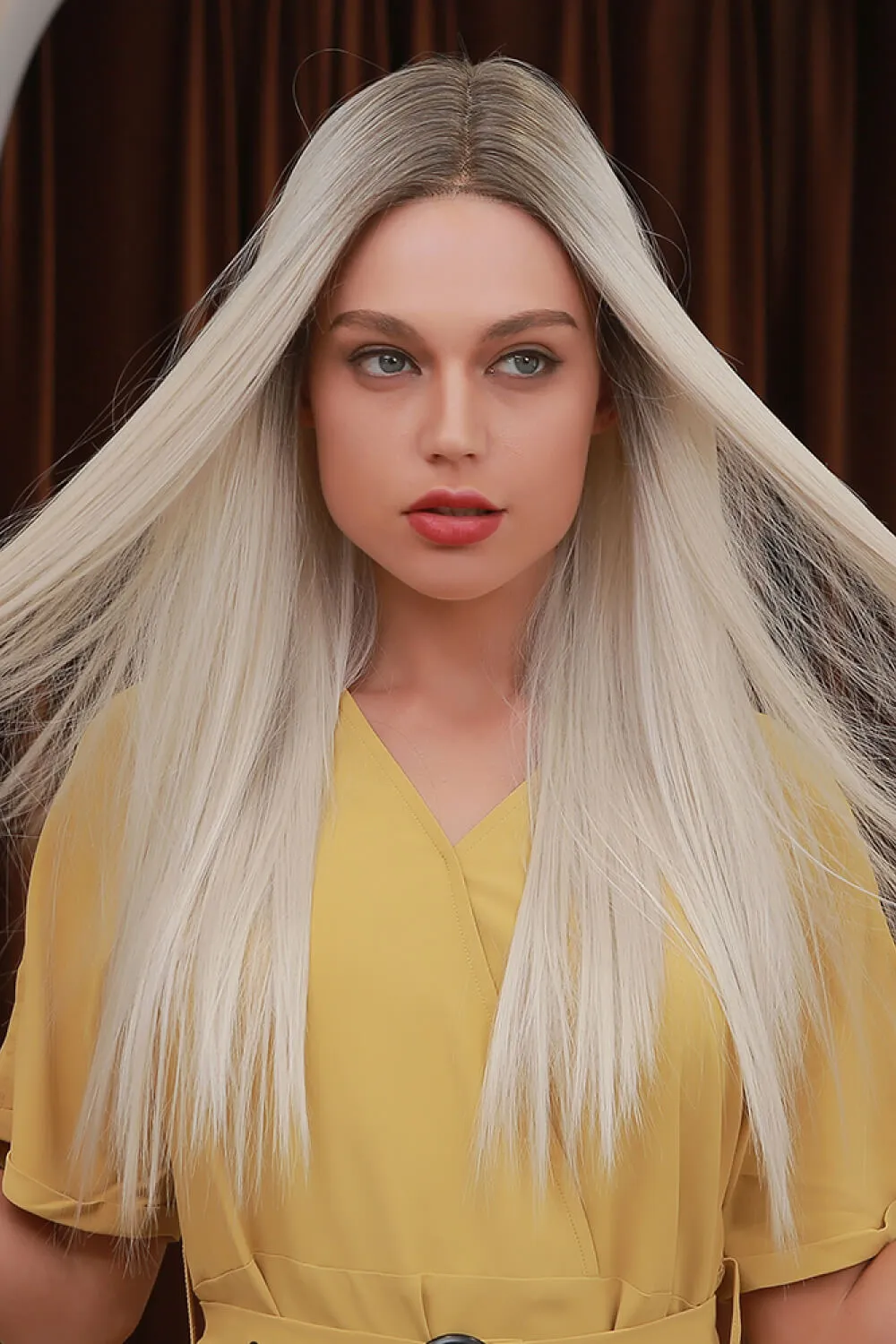 13*2" Lace Front Wigs Synthetic Long Straight 26" Heat Safe 150% Density, image 5