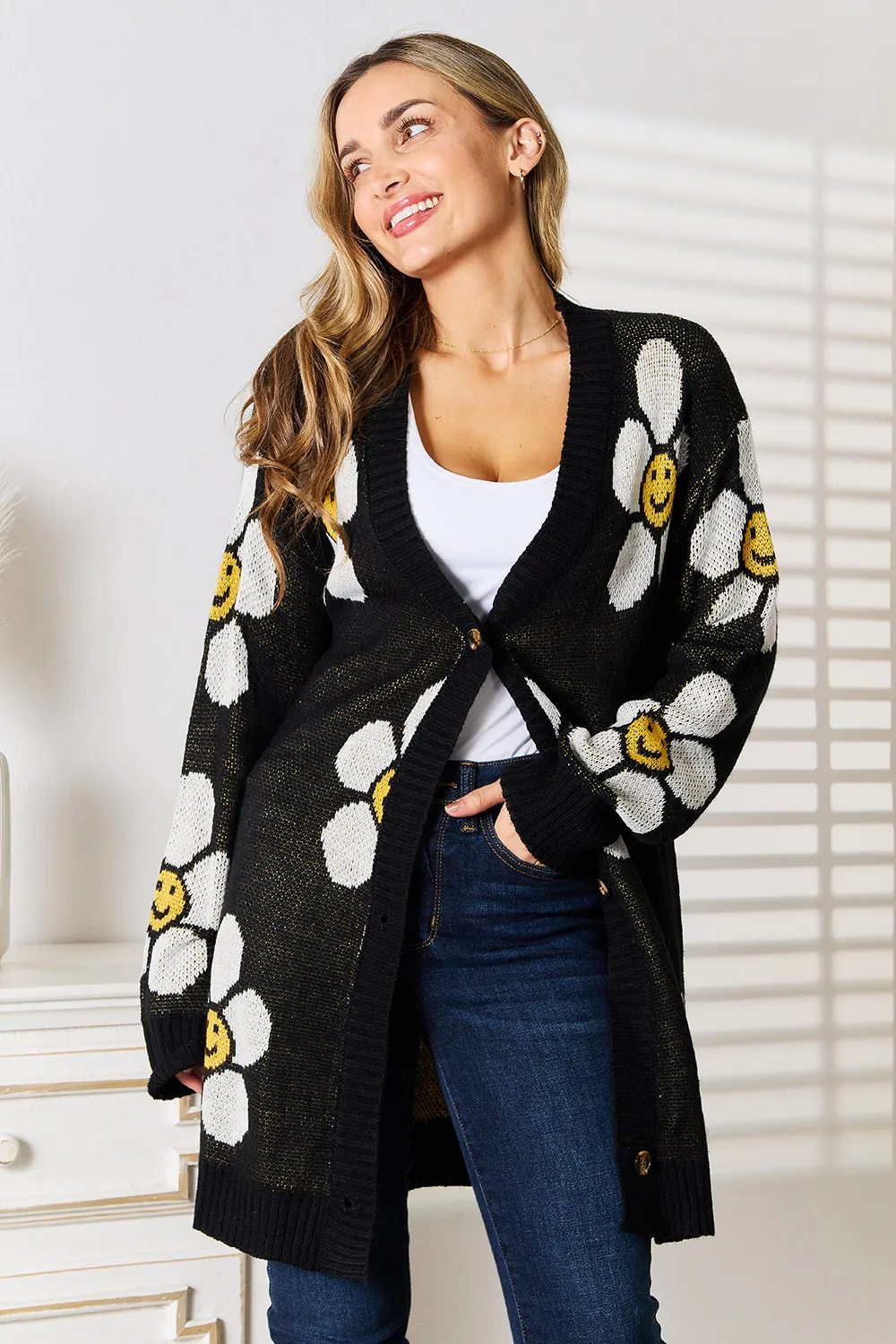 Floral Button Down Longline Cardigan, image 9
