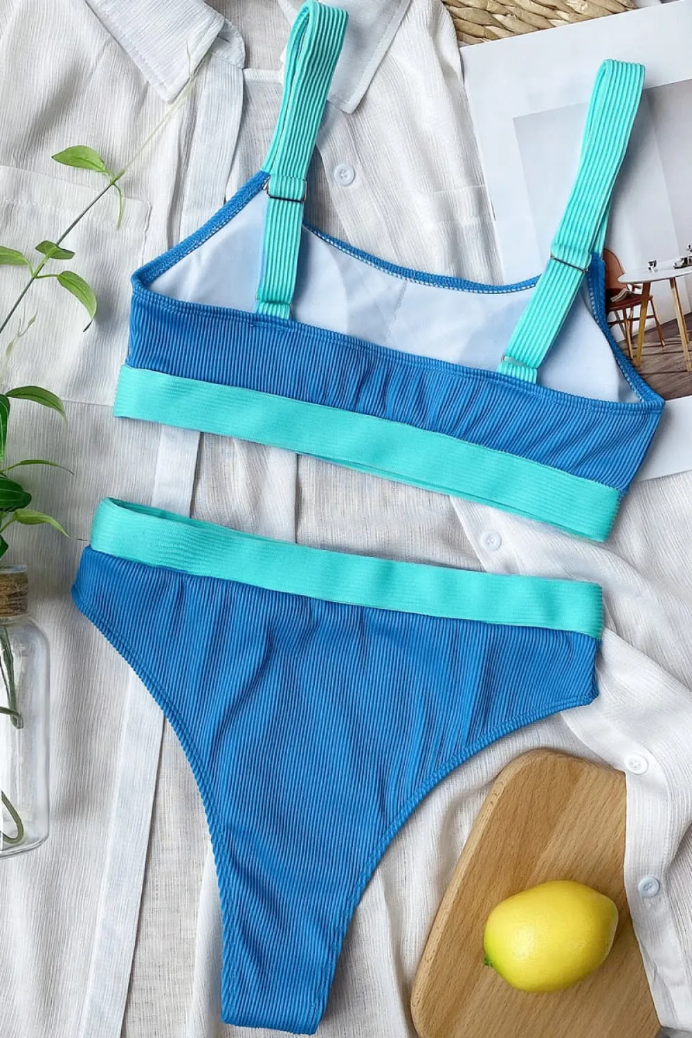 Color Block Scoop Neck Bikini Set, image 11