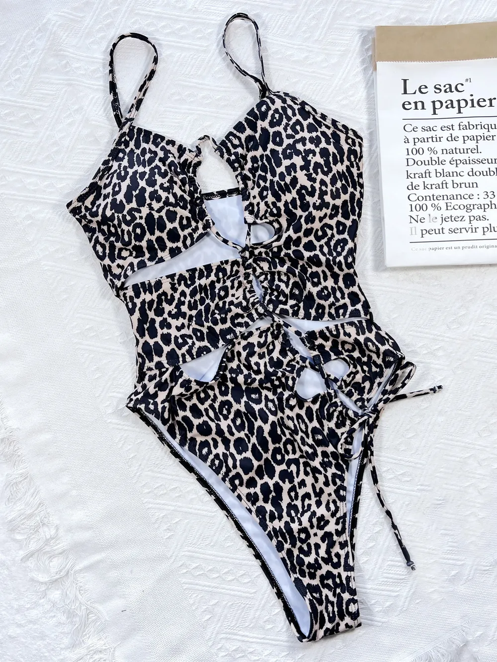 Leopard Cutout Tied One-Piece Swimsuit, image 5