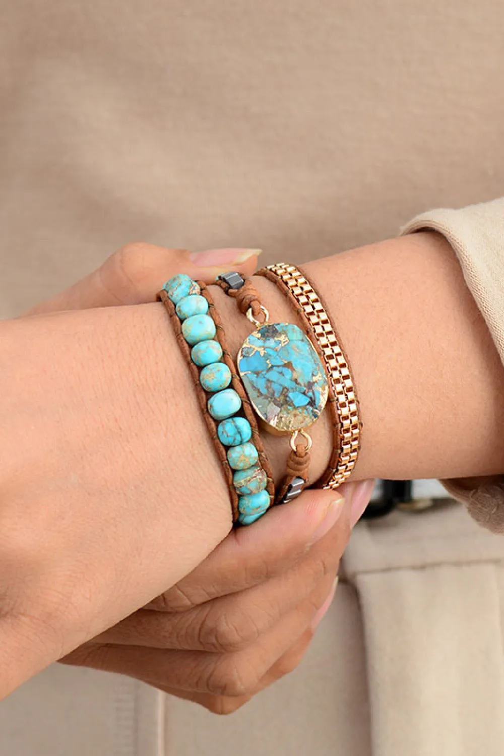 Handmade Natural Stone Copper Bracelet, image 6