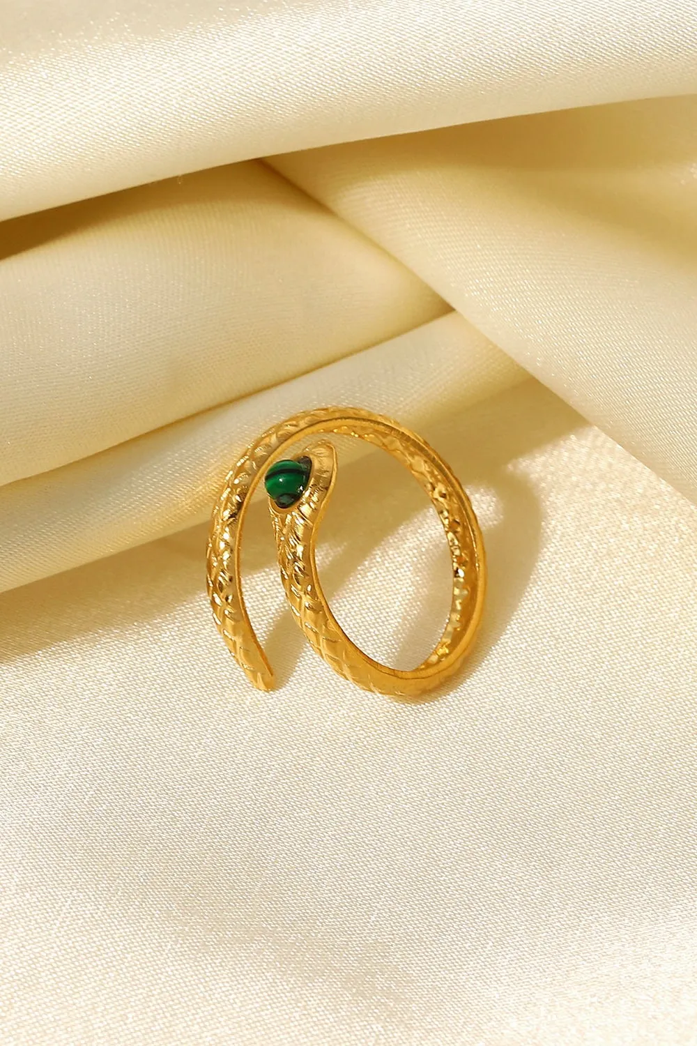 Snake Charmer Malachite Snake-Shaped Bypass Ring, image 5