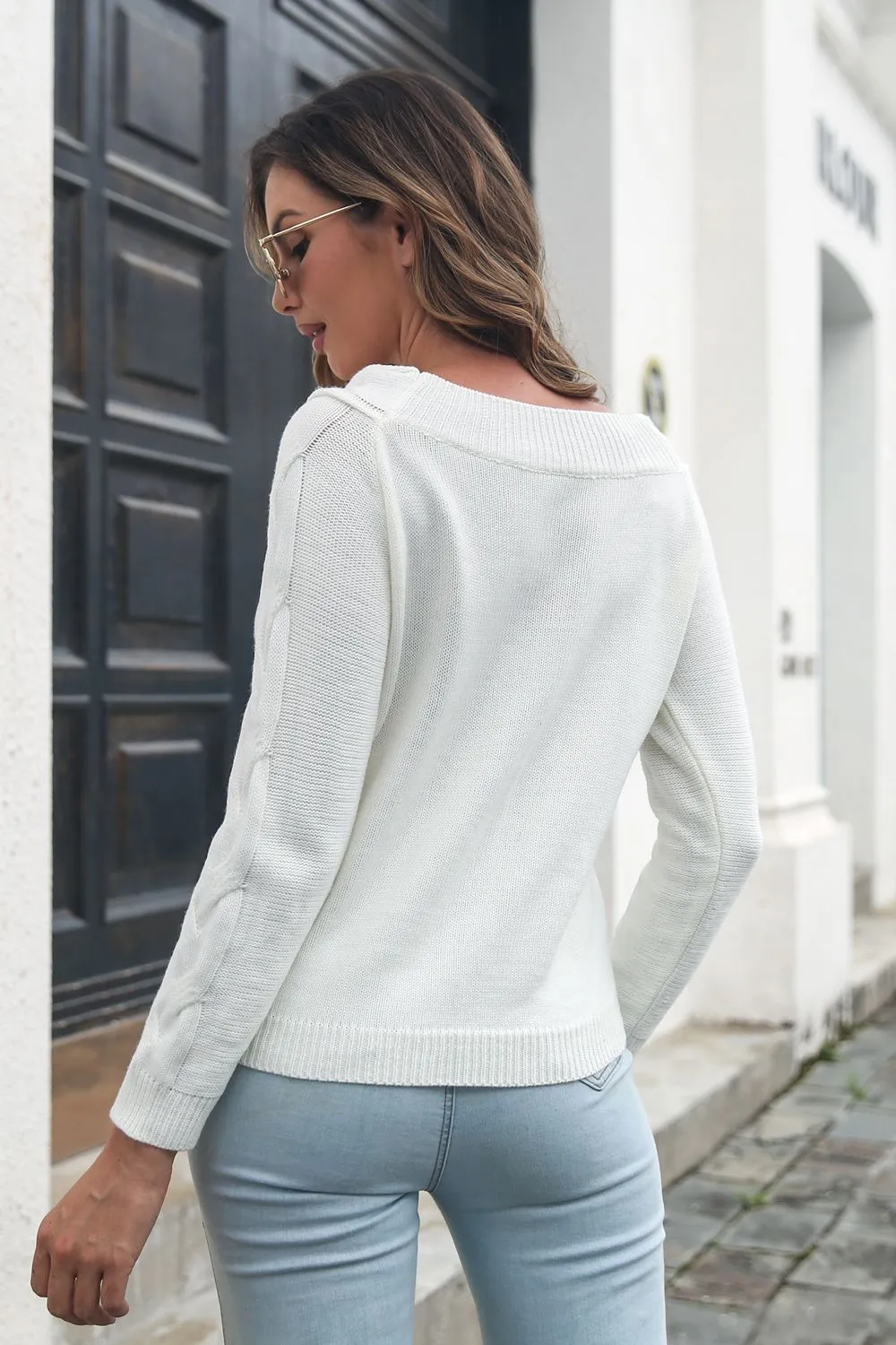 Cable-Knit Long Sleeve Sweater, image 4