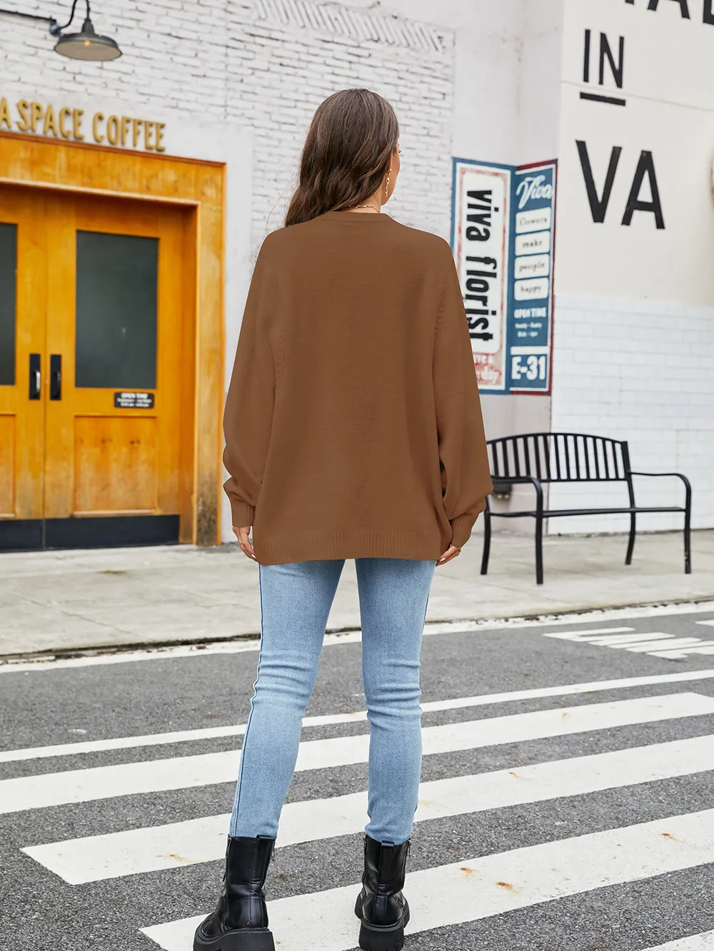 Round Neck Ribbed Trim Sweater, image 15