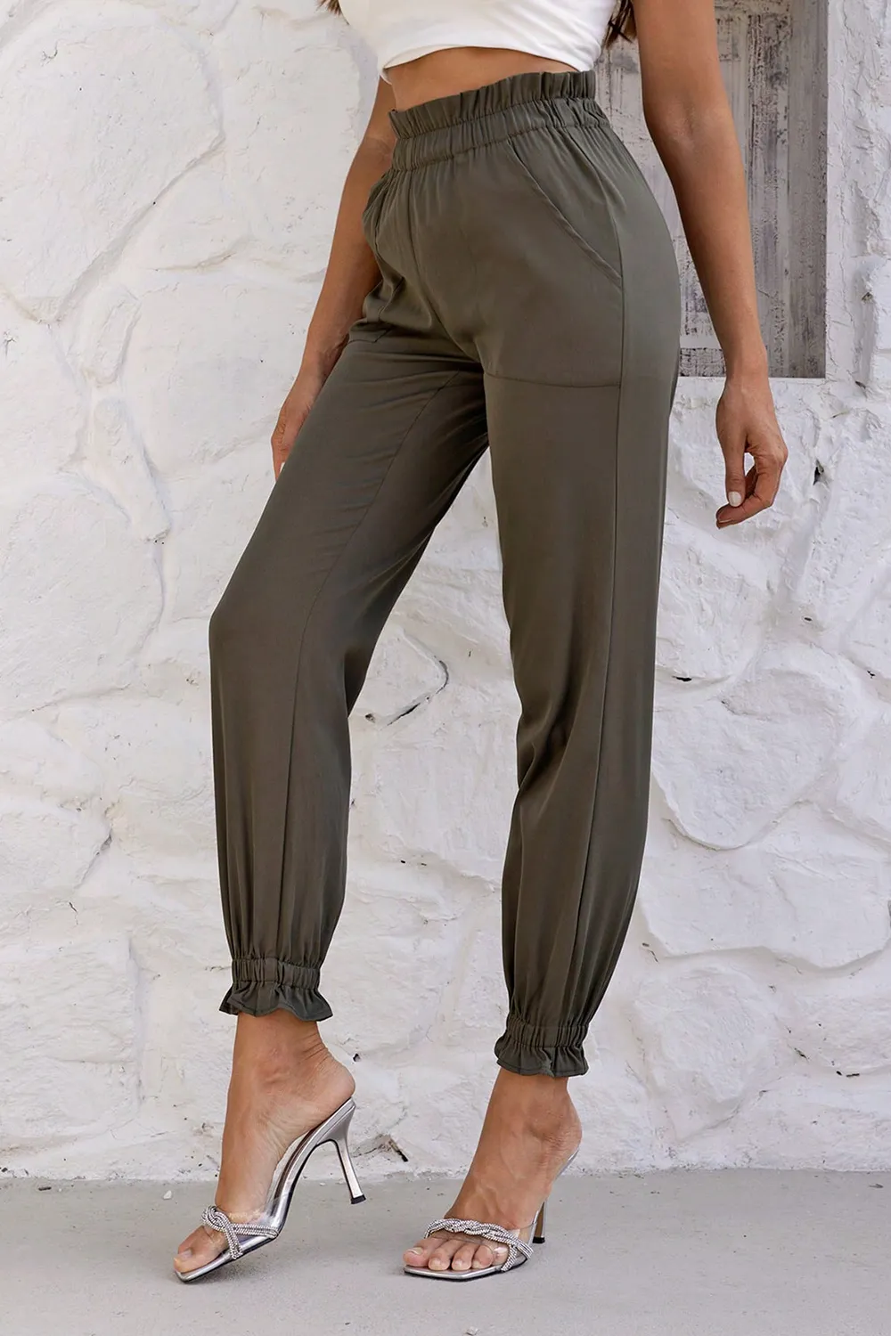 Paperbag Waist Pants with Pockets, image 4