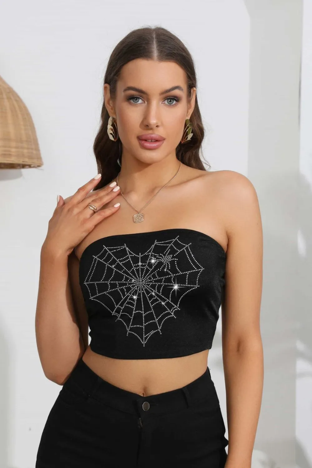 Heart Spider Web Graphic Tube Top, image 3