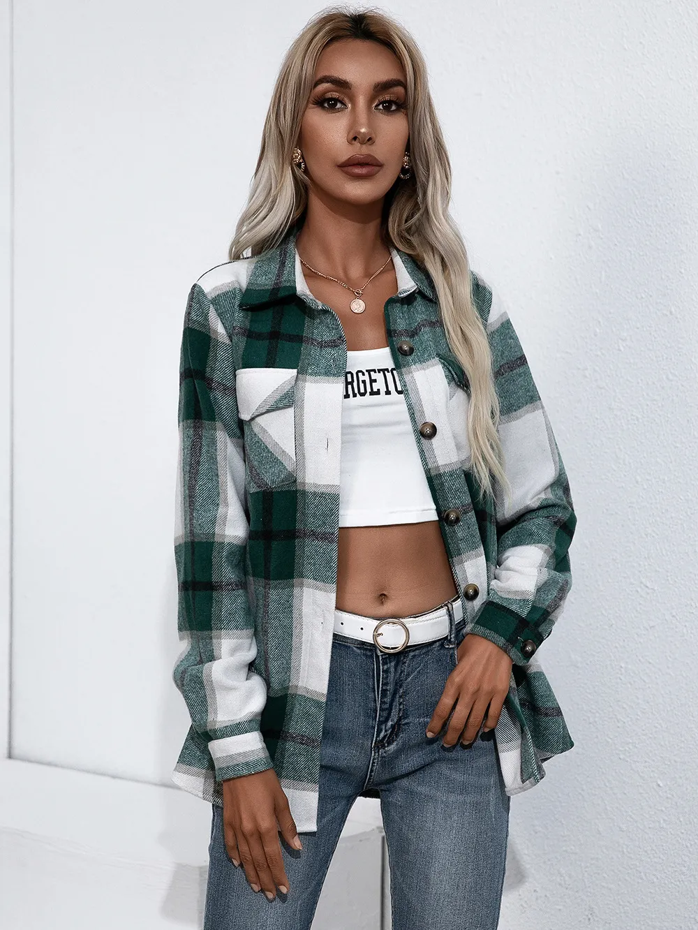 Plaid Button Up Flannel Shirt, image 8