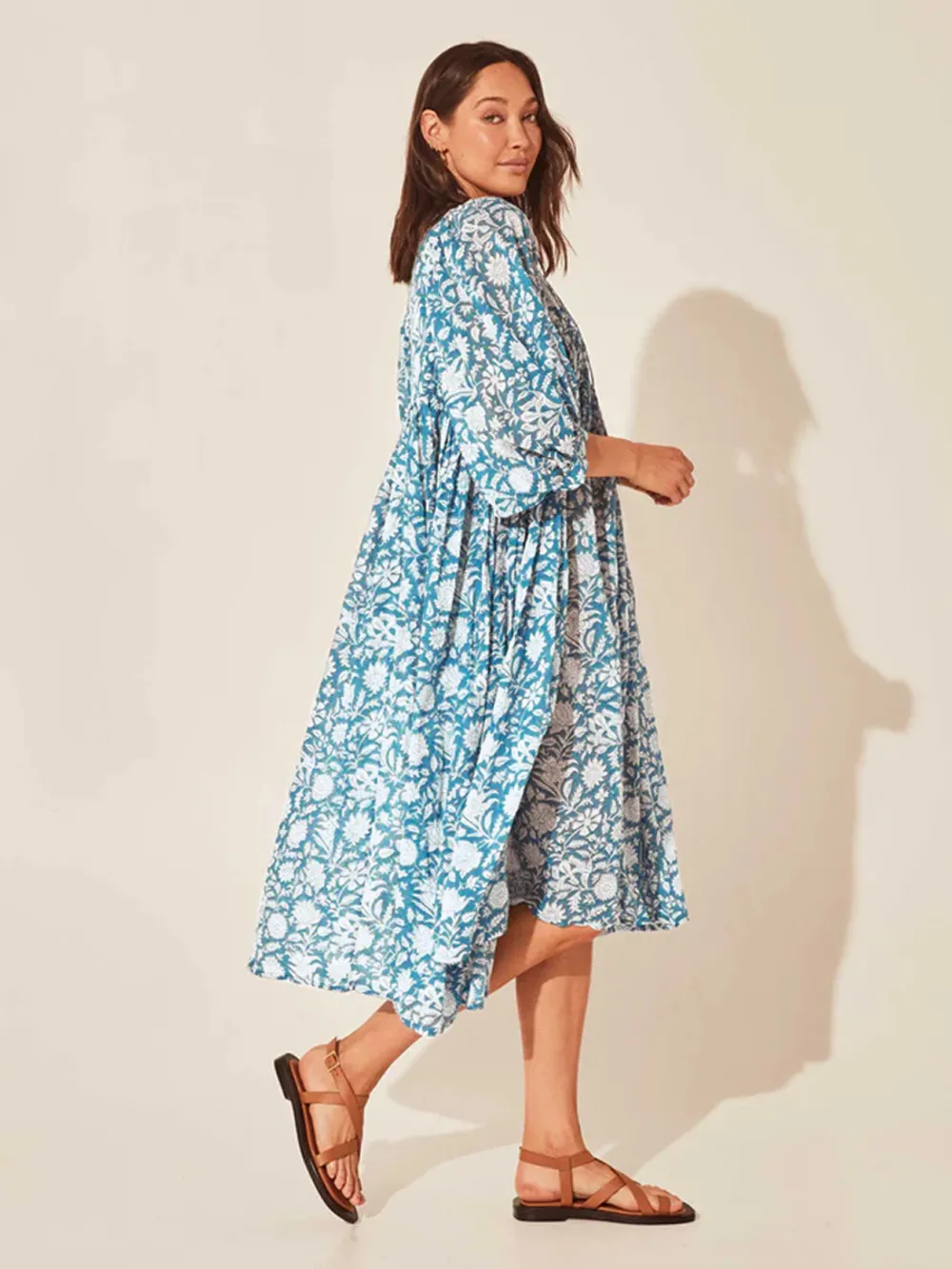 Floral Tie Neck Lantern Sleeve Dress, image 14
