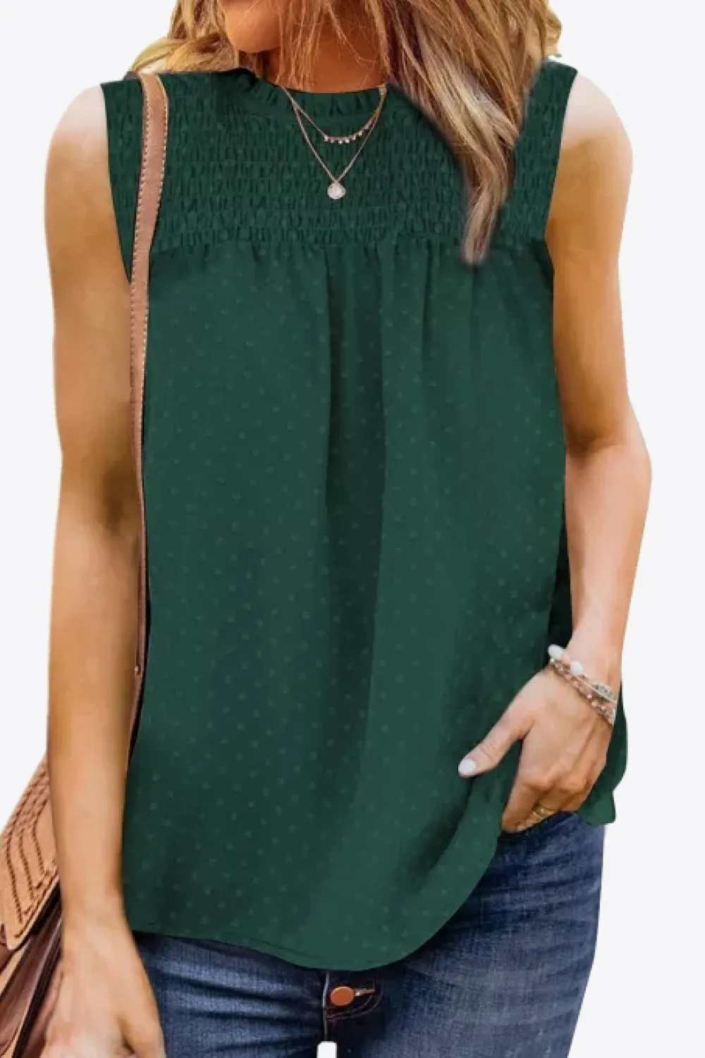 Smocked Tie Back Frill Trim Tank, image 11