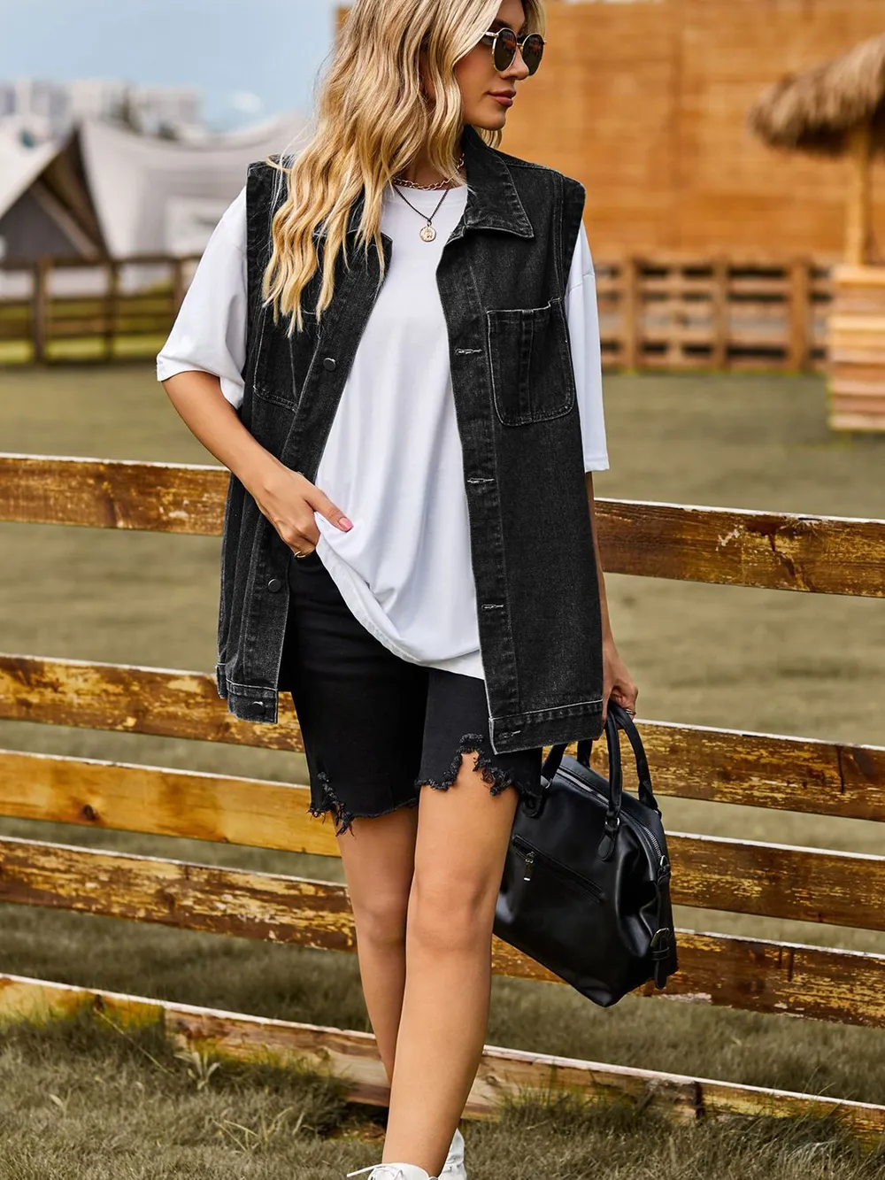 Button Down Denim Vest, image 7