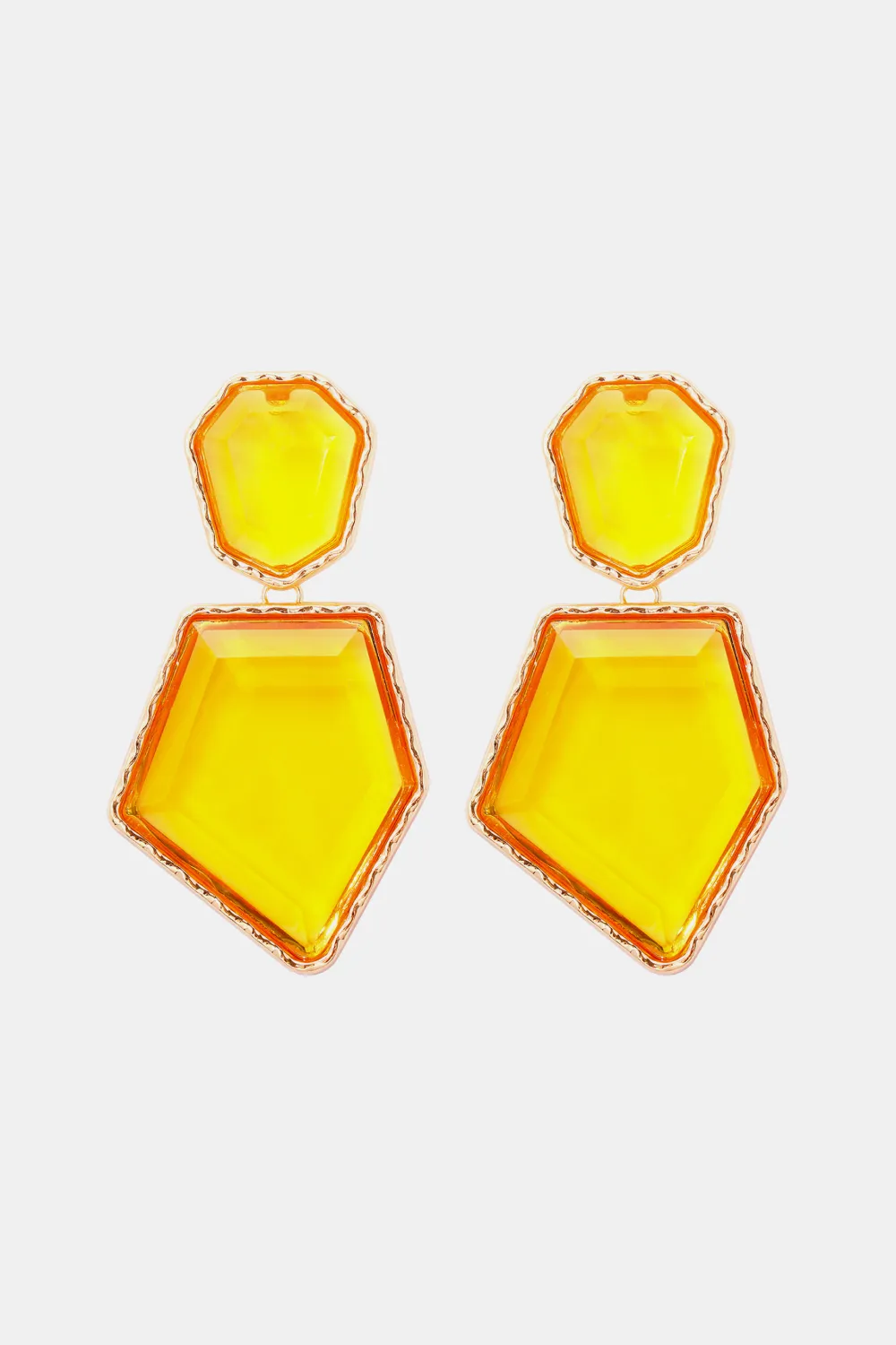Geometrical Shape Zinc Alloy Frame Resin Dangle Earrings, image 30