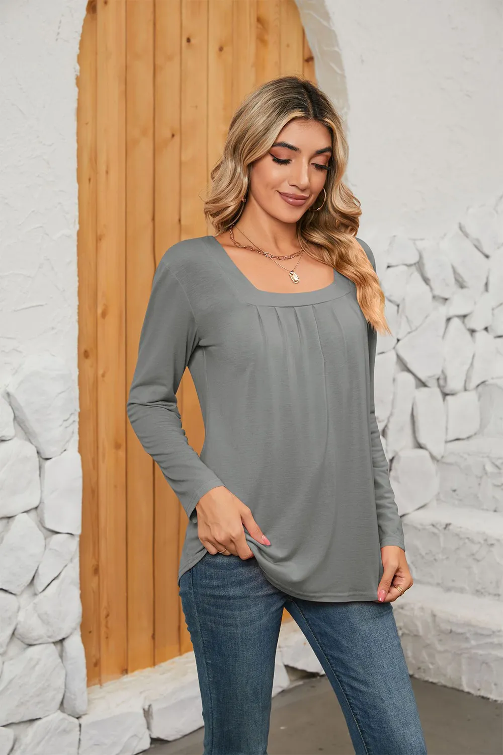 Square Neck Long Sleeve T-Shirt, image 13