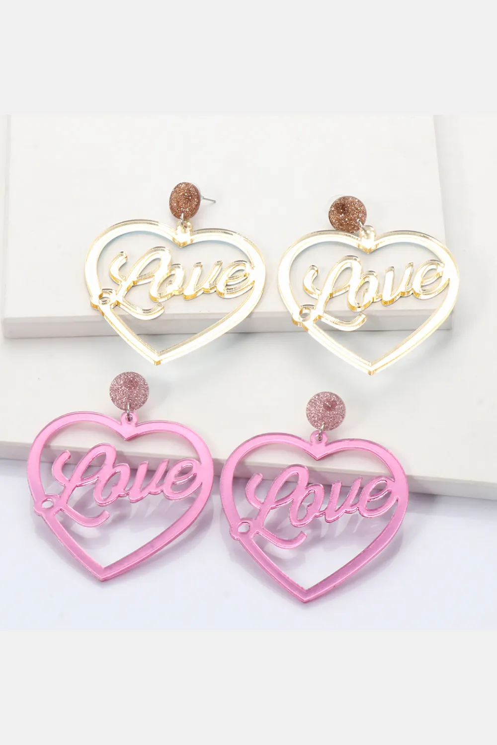Heart Shape Acrylic Dangle Earrings, image 2