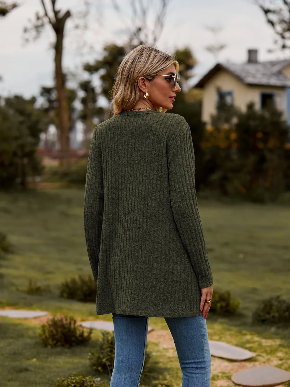 Ribbed Button-Up Cardigan with Pockets, image 23