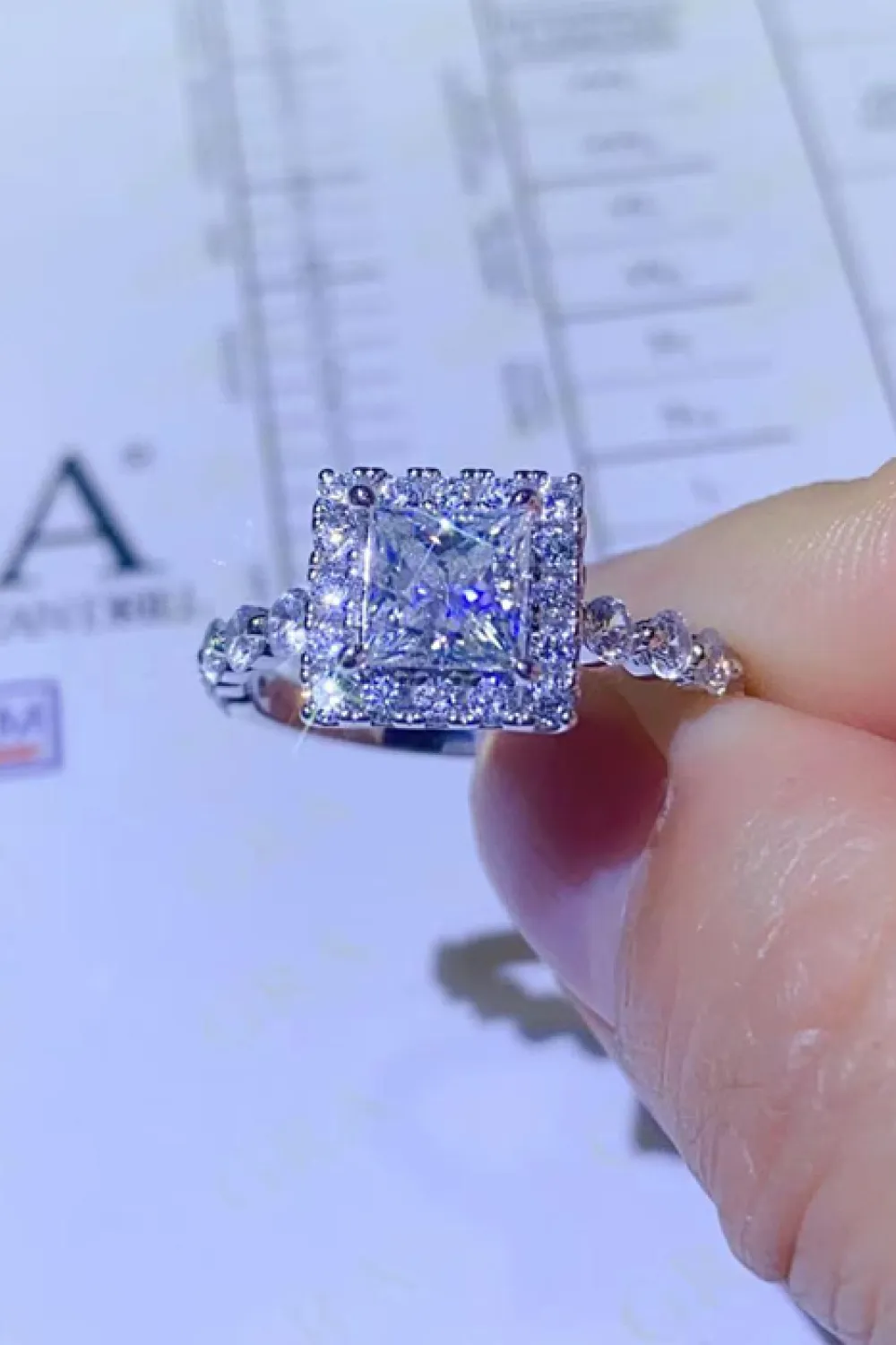 1 Carat Moissanite Square Ring, image 2