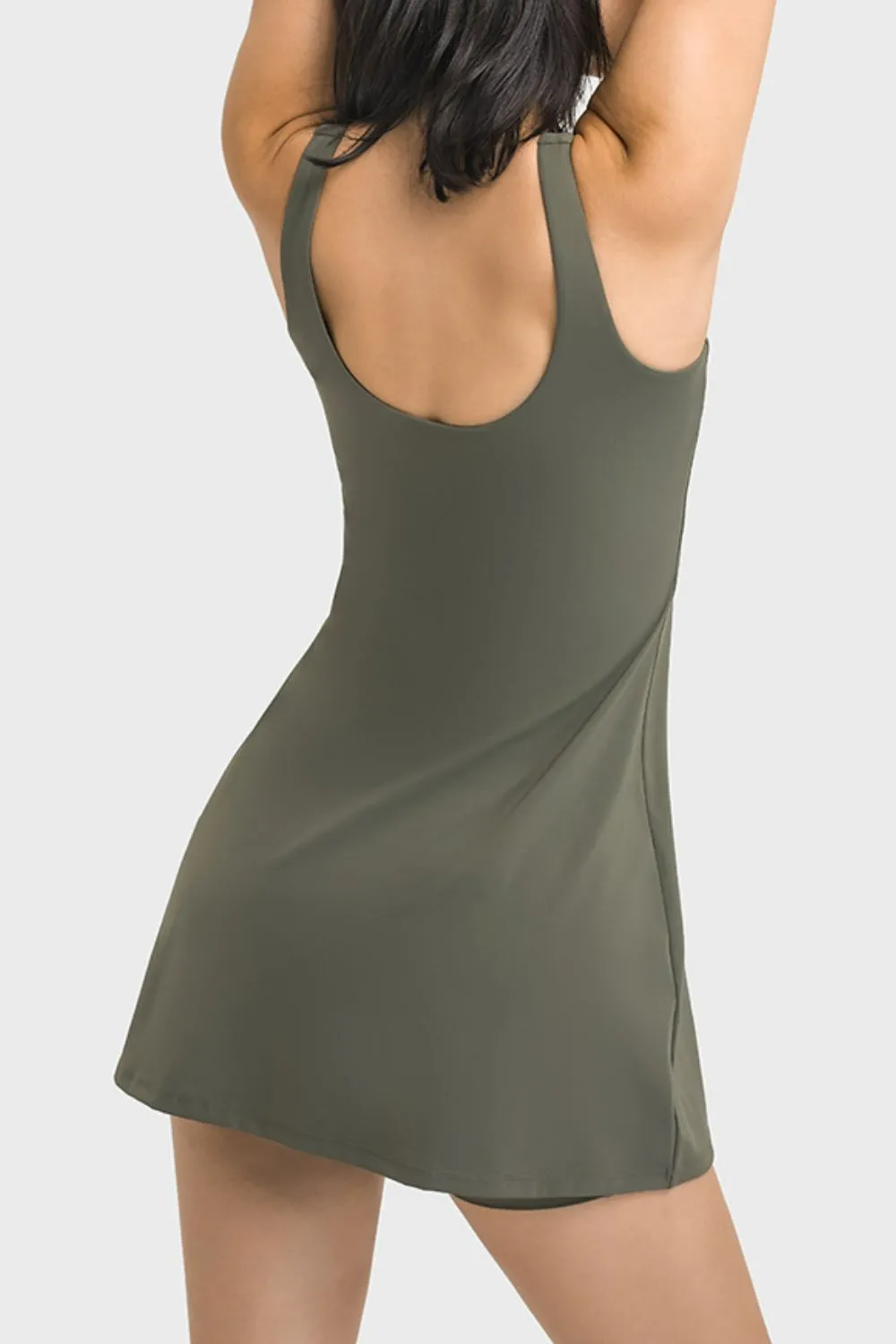 Square Neck Sports Tank Dress with Full Coverage Bottoms, image 12