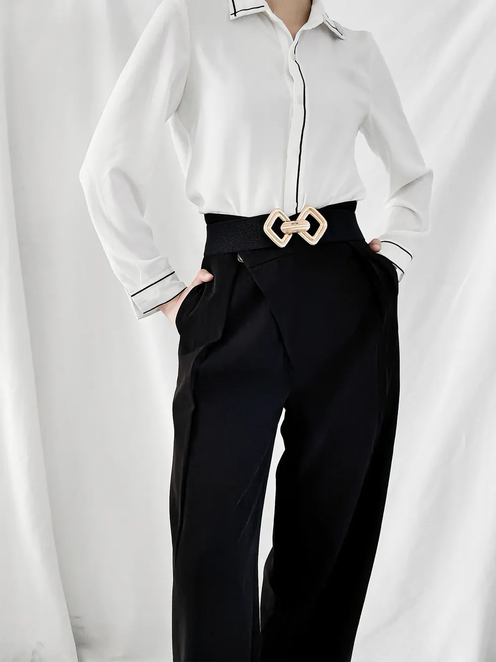 Geometric Buckle Elastic Wide Belt, image 6