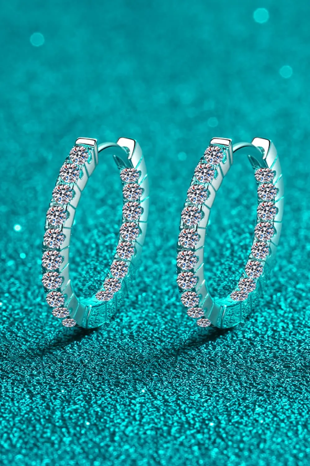 Moissanite 925 Sterling Silver Huggie Earrings, image 7
