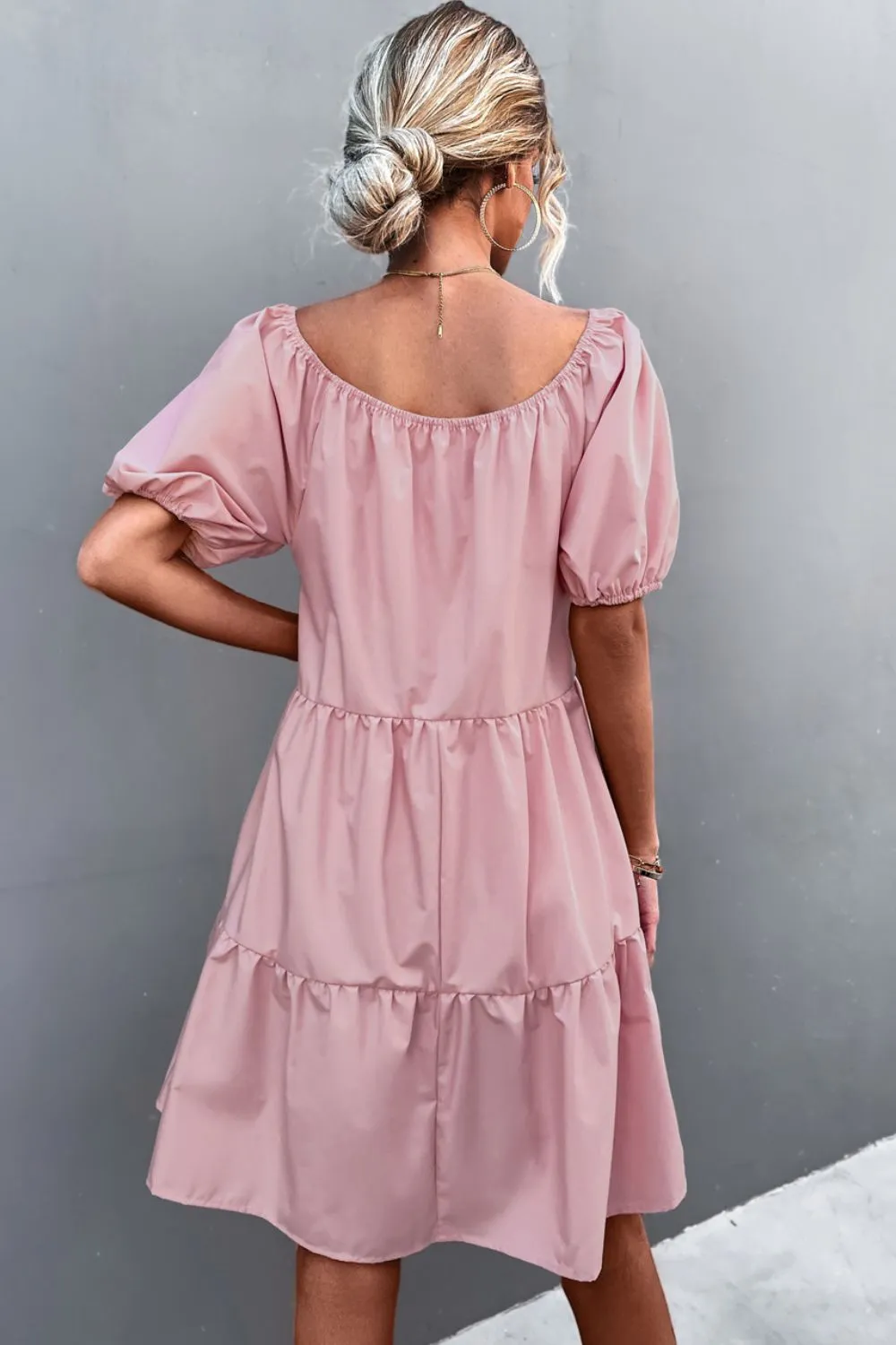 Square Neck Short Sleeve Mini Dress, image 8