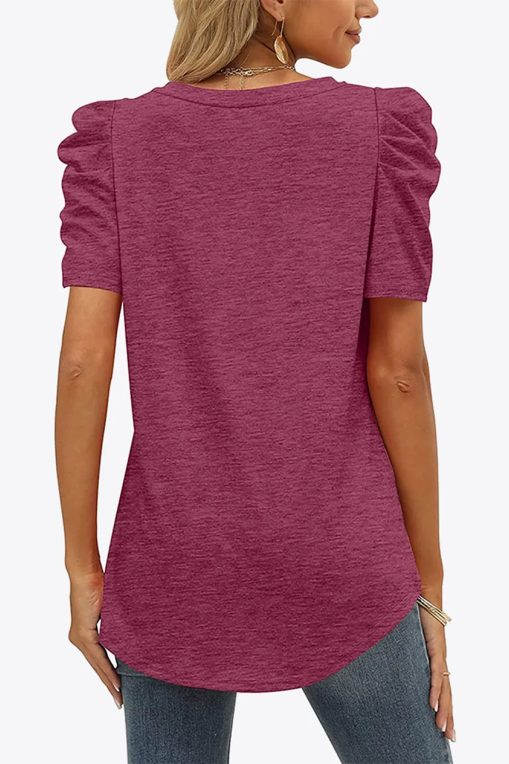 V-Neck Puff Sleeve Tee, image 15