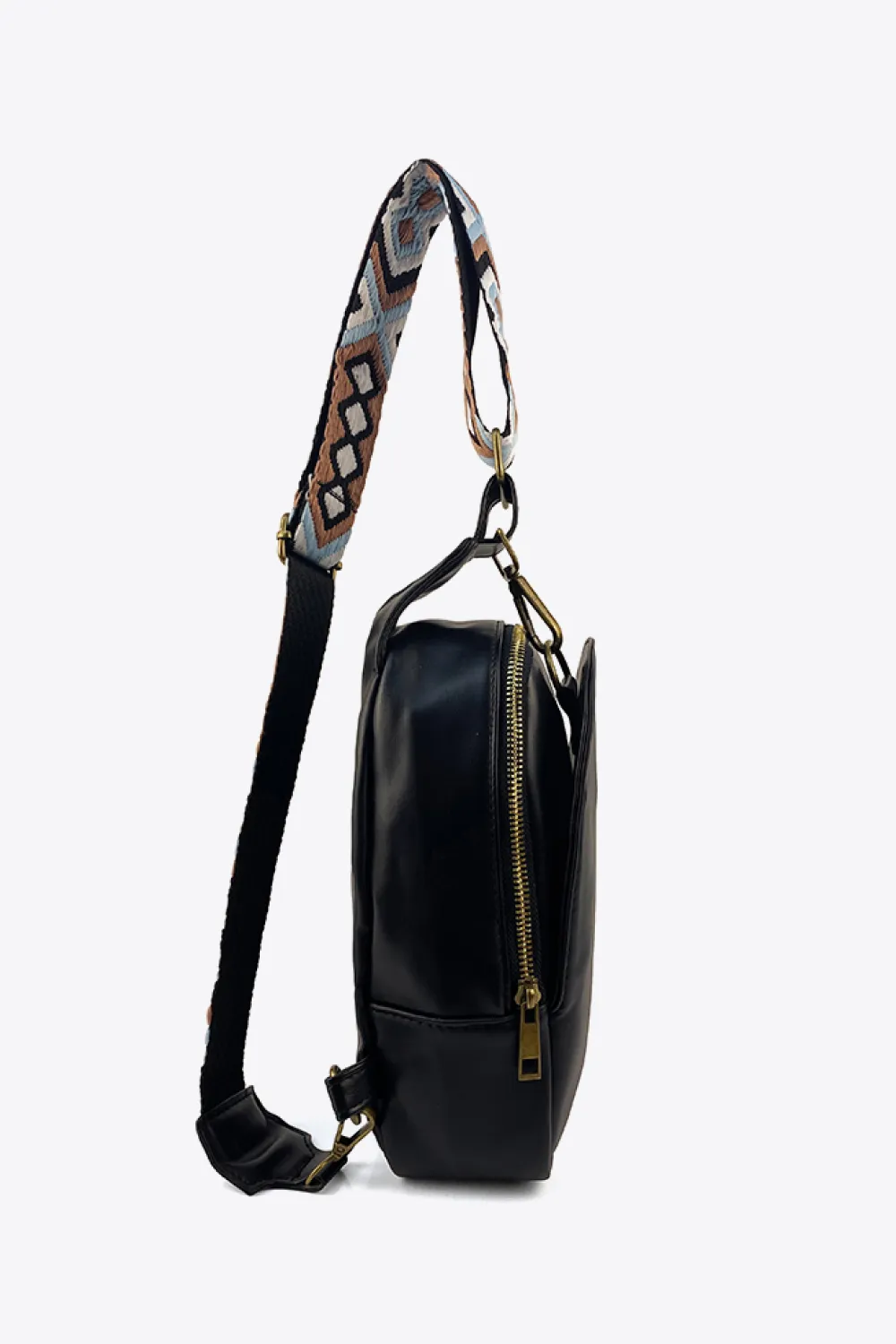 Random Pattern Adjustable Strap PU Leather Sling Bag, image 16
