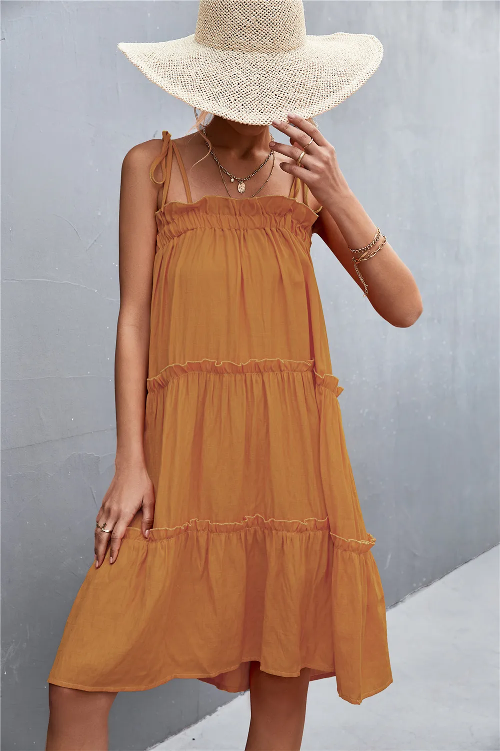 Tie-Shoulder Frill Trim Sleeveless Dress, image 20