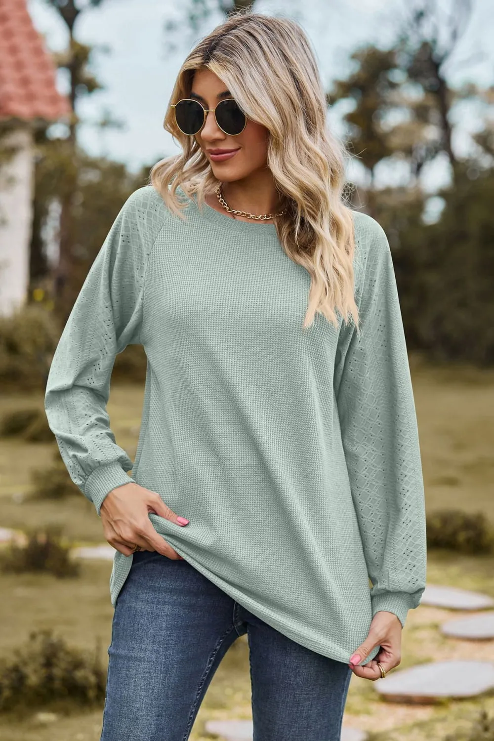 Round Neck Raglan Sleeve Sweatshirt, image 3