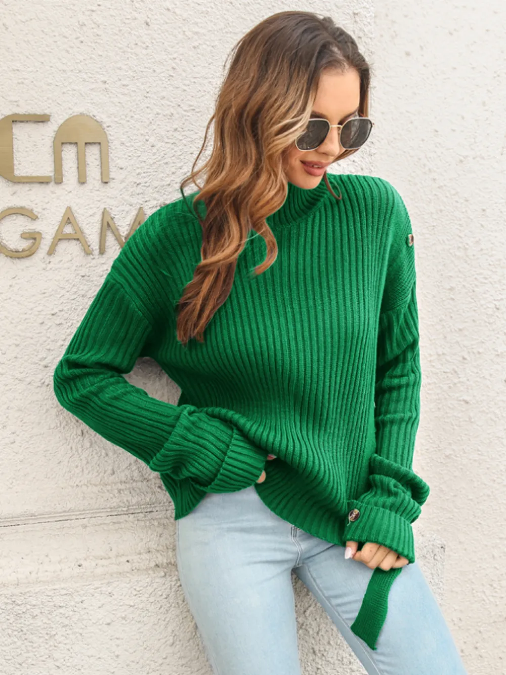 Decorative Button Slit Sweater, image 8